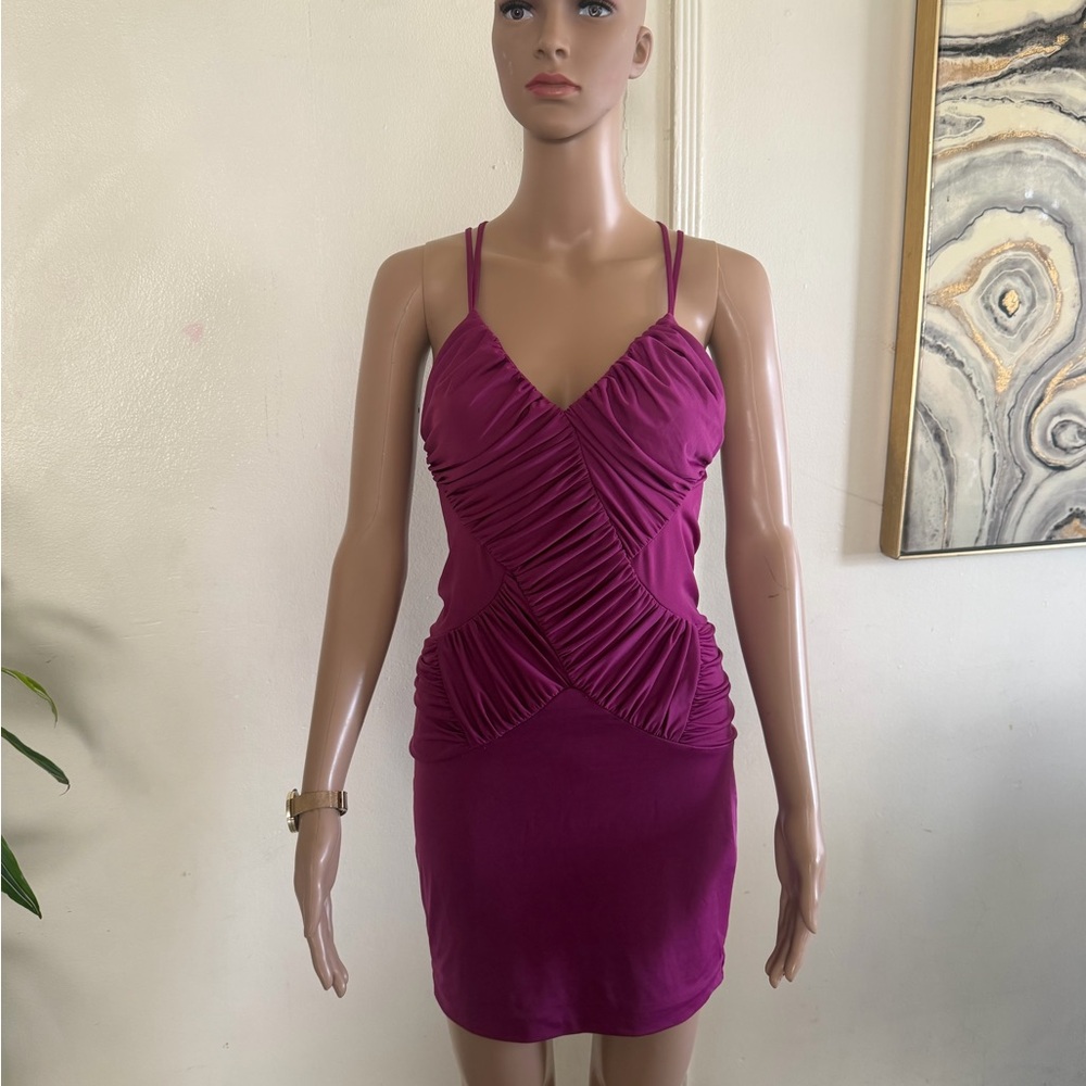 bebe Strappy Magenta Mini Dress
